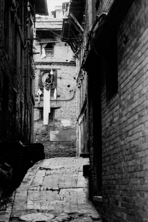 Dark lane in old quarter