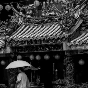 Umbrella in front of temple