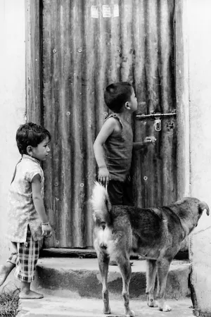 Door and kids