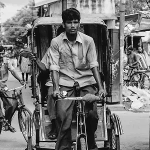 Cycle rickshaw and bicycle