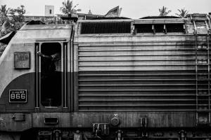 Locomotive stopping at Galle Railway Station