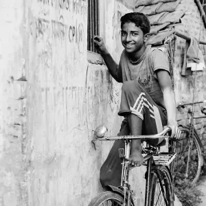 Youngster on bicycle