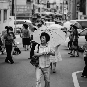 Woman walking while smiling