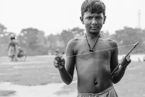 Boy having kite string
