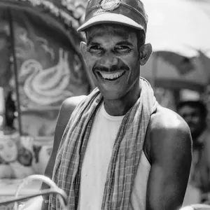 Rickshaw wallah smiling