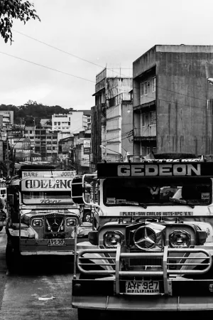Jeepneys with emblems of Benz
