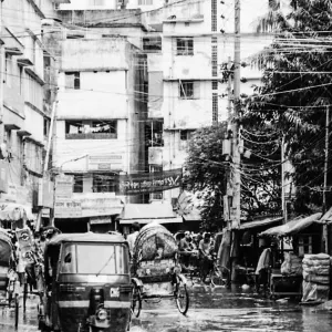 Auto rickshaw running in water