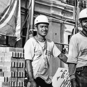 Construction workers wearing helmet