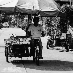 Tricycle with big umbrella