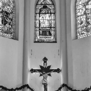 Cross and stained-glass window