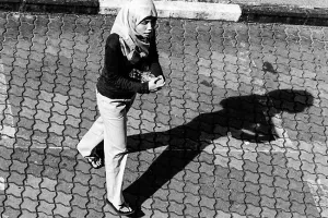 Shadow of woman wearing Hijab