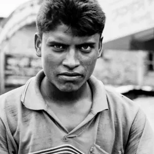 Rickshaw wallah with a stern face