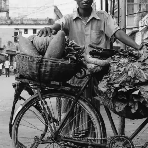 Man peddling with bicycle