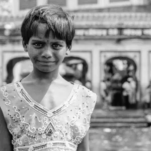 Girl wearing decorative dres