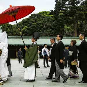 Shinto priest walking