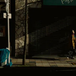 Woman walking with bag