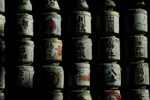 Sake barrels dedicated to deity