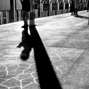 Long shadows on platform