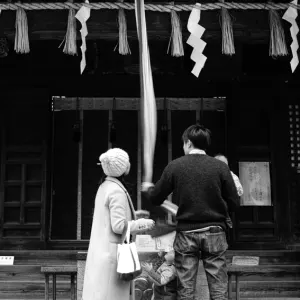 Family in Shinto shrine