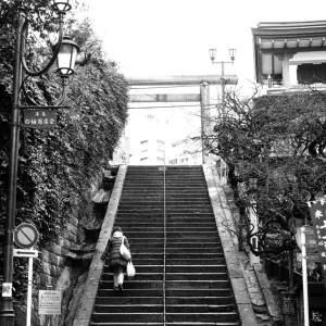 Steep stairway in Yushima Tenman-Gu