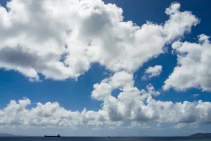 Tanker under clouds