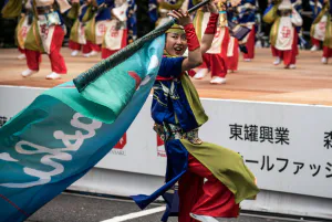 woman waving flag